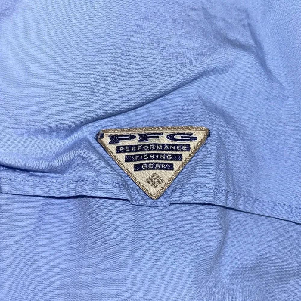Columbia PFG Shirt Men's XL Light Blue Short Sleeve Fishing‎ Outdoor Button Down